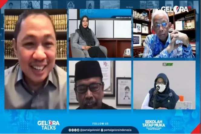 
					Gelora Talk bertajuk 'Sekolah Tatap Muka, Dilema Pendidikan di Tengah Pandemi Tak Berujung'. Foto: Partaiglora.id