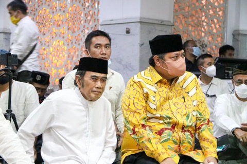 
					Ketua Umum Partai Golkar Airlangga Hartarto menyatakan kegembiraannya atas kembalinya Rhoma Irama ke Partai Golkar, FOTO: @airlanggahartarto_official.