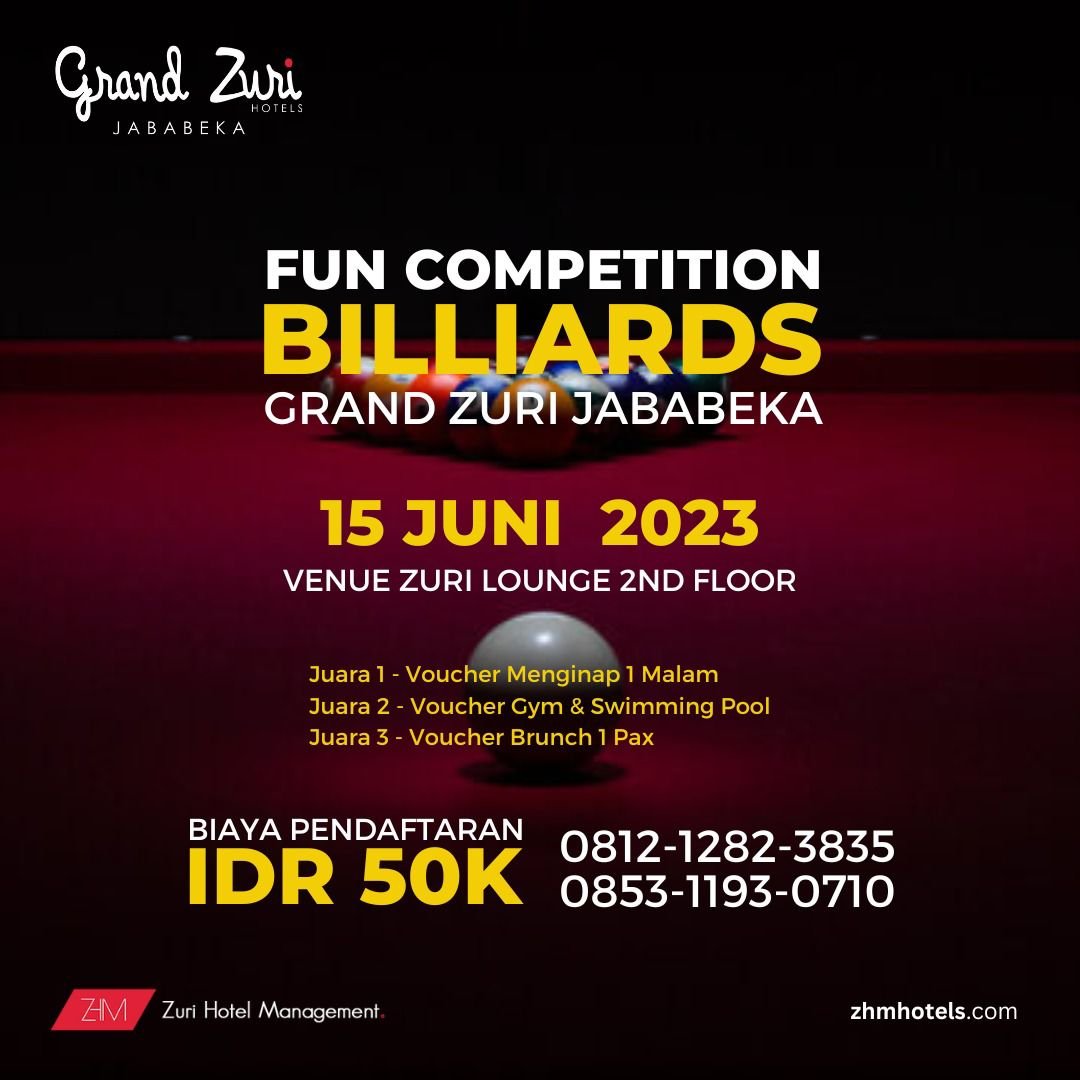 Hotel Grand Zuri Jababeka Akan Gelar 'Fun Billiard Competition' Simak! Tanggalnya 1 WhatsApp Image 2023 06 07 at 14.39.02